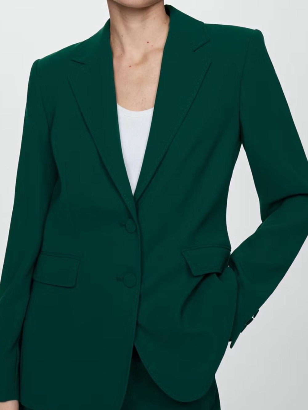 Mango Dark Emerald Green Tailored Blazer